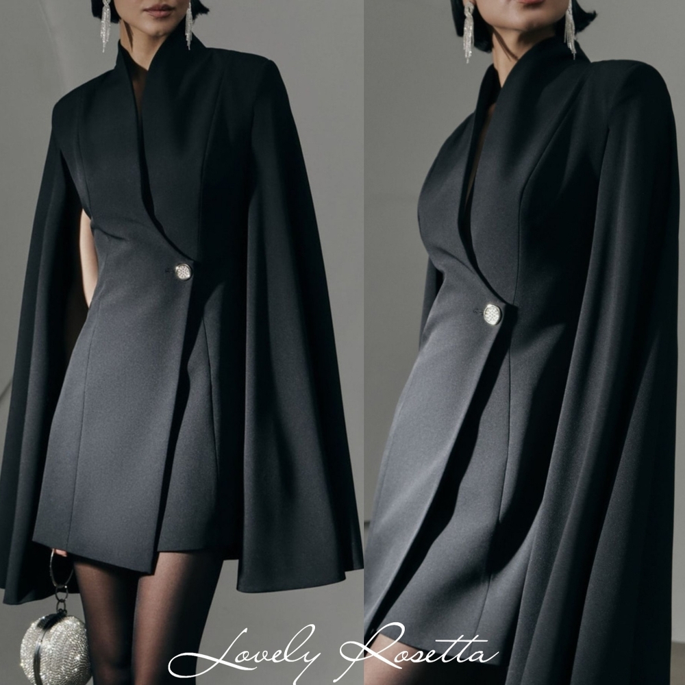Elegant Black Mini Blazer Dress